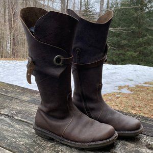 Women's Trippen Warrior Brown Leather Wrap Boots - Size 39 Euro -9 USA EXC COND